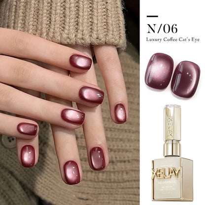 15ml 6Colors Luxury Coffee Cat's Eye Nail Gel Polish Set with Soak Off