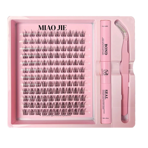 MAIOJIE DIY Clusters Lash Kit 8-16mm Mix Bond&Seal Tweezers Lash Set