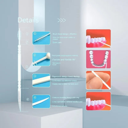 200 pcs /box Double-ended Disposable Dental Floss Toothbrush Toothpick