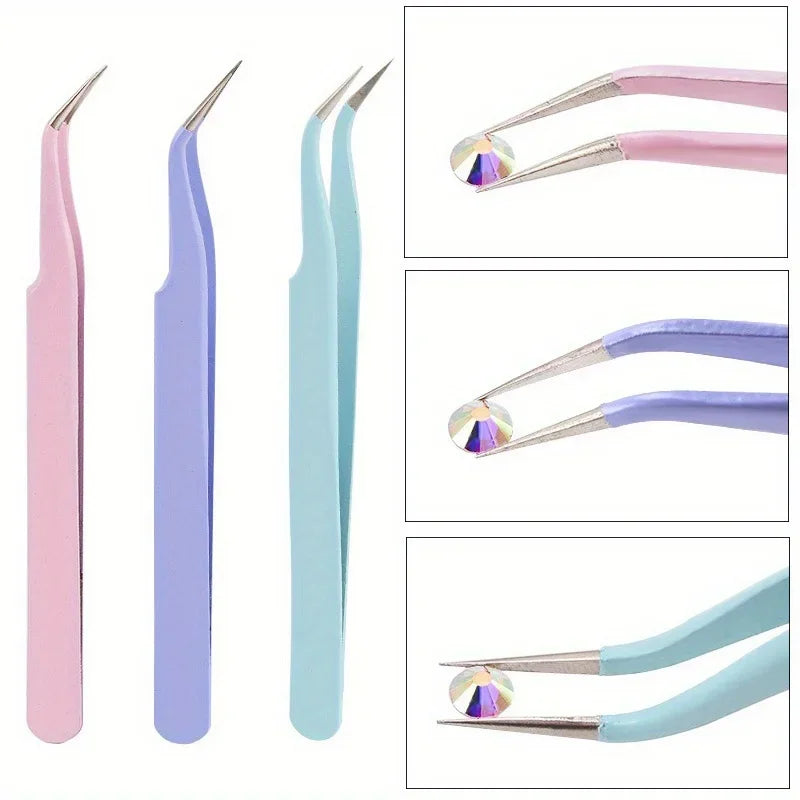 2Pcs set of manicure double-ended diamond pens with crayons stainless