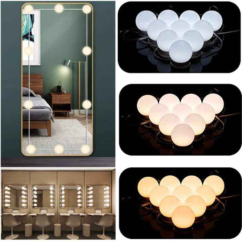 Makeup Mirror LED Light Bulbs Vanity Lights USB 12V Bathroom Dressing Table Lighting Dimmable LED Vanity Light For Mirror Light