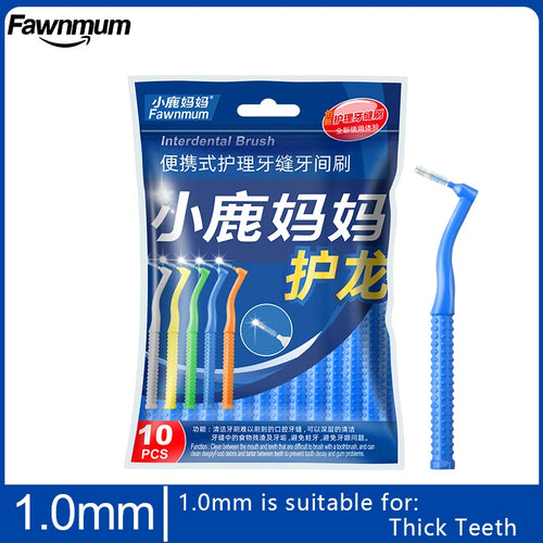 10 PCS Fawnmum L-Shape Interdental Brush Wire Orthodontic Interdental