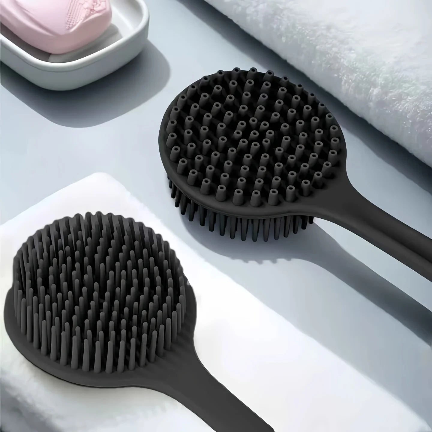 1-4-piece bath brush set Soft silicone bath brush with non-slip