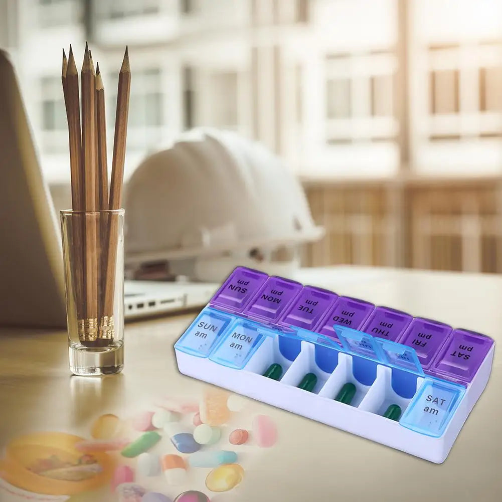 JUSTLANG Weekly 14 Grids 7 Days Pill Box Portable Travel  Cases