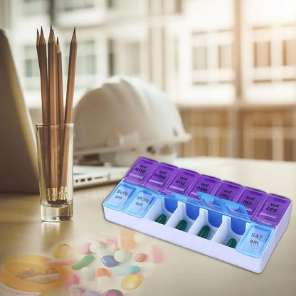 JUSTLANG Weekly 14 Grids 7 Days Pill Box Portable Travel  Cases