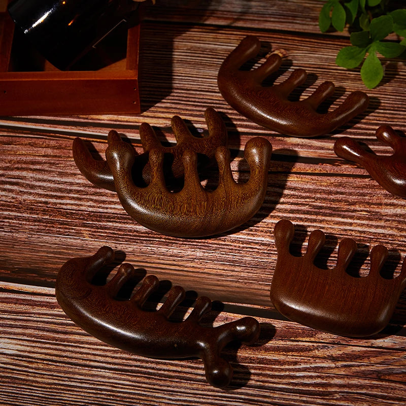 Wood Therapy Massage Comb Head Face Scalp Gua Sha Massager Natural