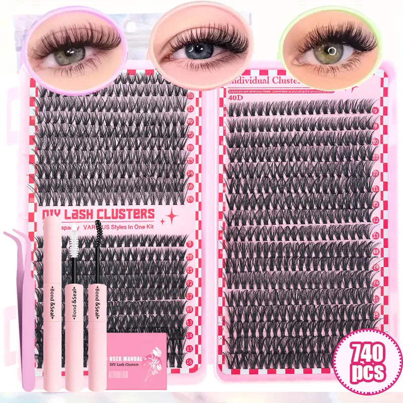 30D40D50D80D DIY Eyelash Extension Kit with Tweezers, Glue and Seal