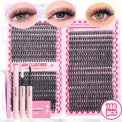 30D40D50D80D DIY Eyelash Extension Kit with Tweezers, Glue and Seal