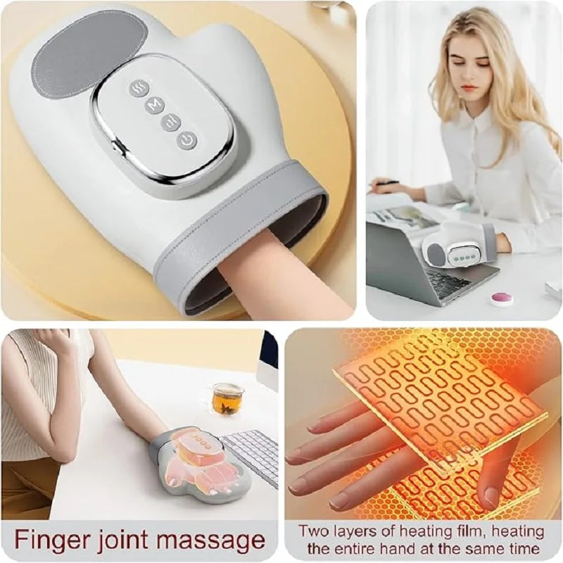 Cordless Hand Massager with Heat and Compression Electric Portable