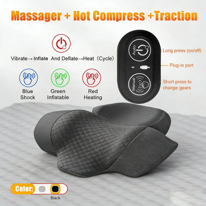 Electric Neck Massager Cervical Pillow Hot Compress Neck Stretch