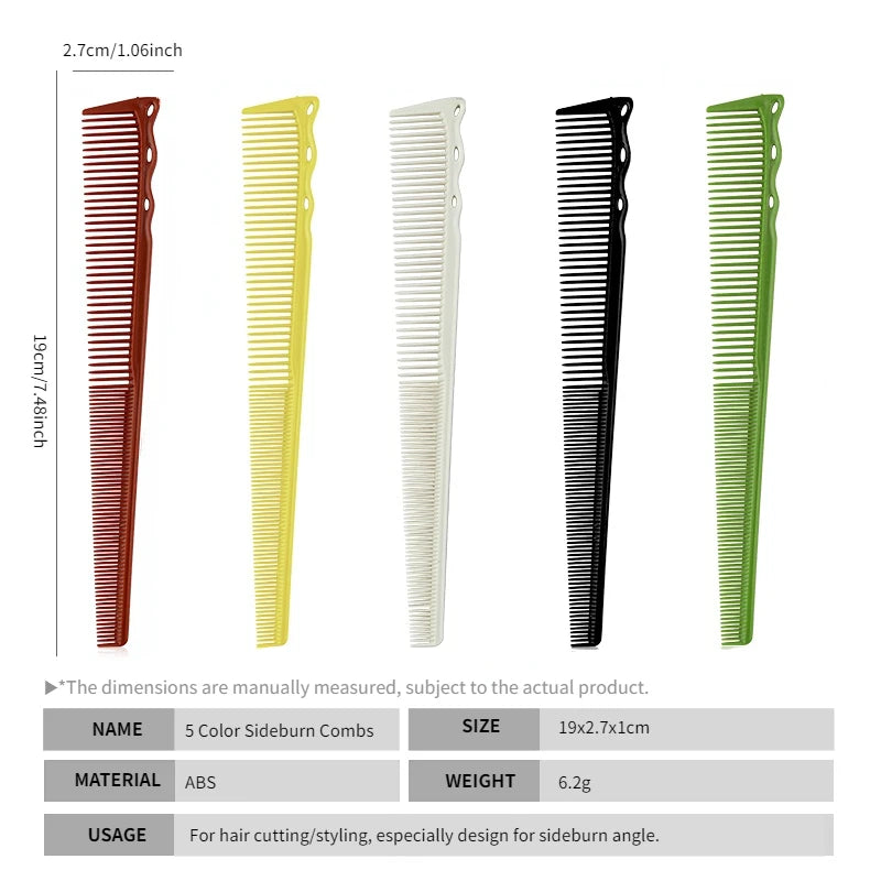 1/5PCS Barber Side Corners Fade Combs Pro Tapered Haircut Combs For