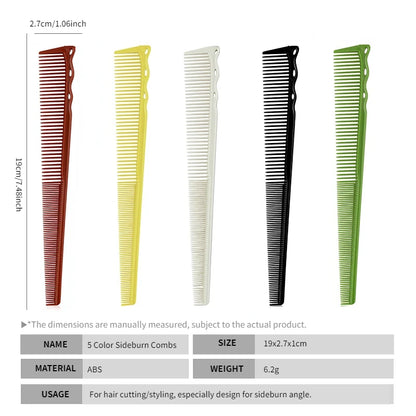 1/5PCS Barber Side Corners Fade Combs Pro Tapered Haircut Combs For