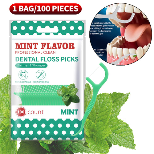 Smooth Mint Floss Stick - Cleaning interdental care for oral health,