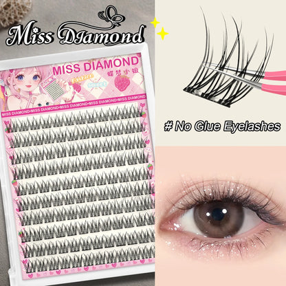 Self-Adhesive Eyelash Clusters No Glue Needed 120Pcs Natural C-Type