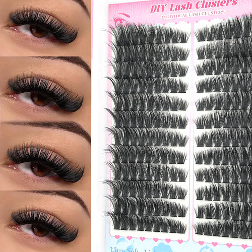 False Eyelashes Natural Wispy Individual Cluster Lashes Easy to Apply
