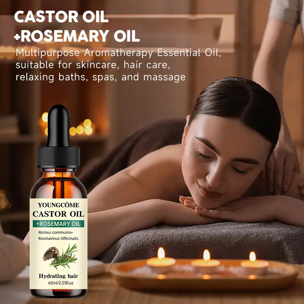 Mix Castor Oil and Rosemary Oil for Hair Growth,Reduce Hair Loss and