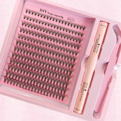 DIY Clusters Lash Kit Full Set 8-16mm Mix Bond&Seal Tweezers Lash for