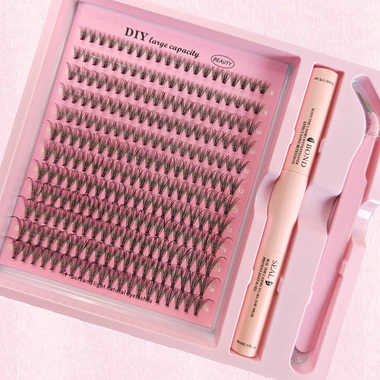 DIY Clusters Lash Kit Full Set 8-16mm Mix Bond&Seal Tweezers Lash for