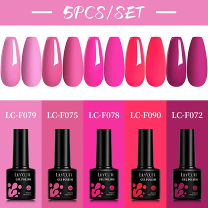 LILYCUTE 5Pcs/Set 7ML Red Brown Nail Gel DIY Nail Art Semi Permanent