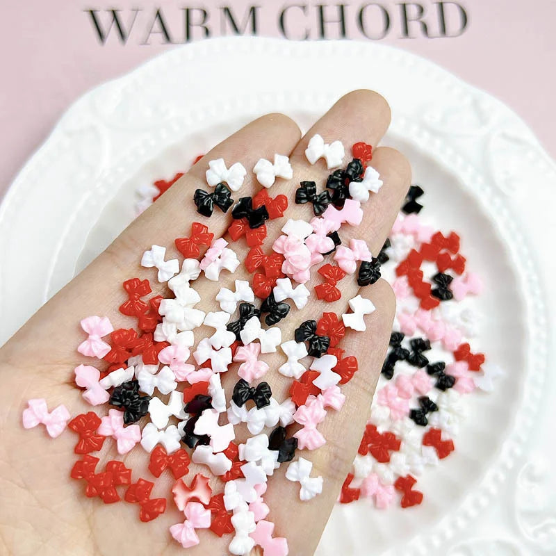 50pcs 3D Aurora Clear Resin Bow Nail Art Charms Cute Butterfly Glitter