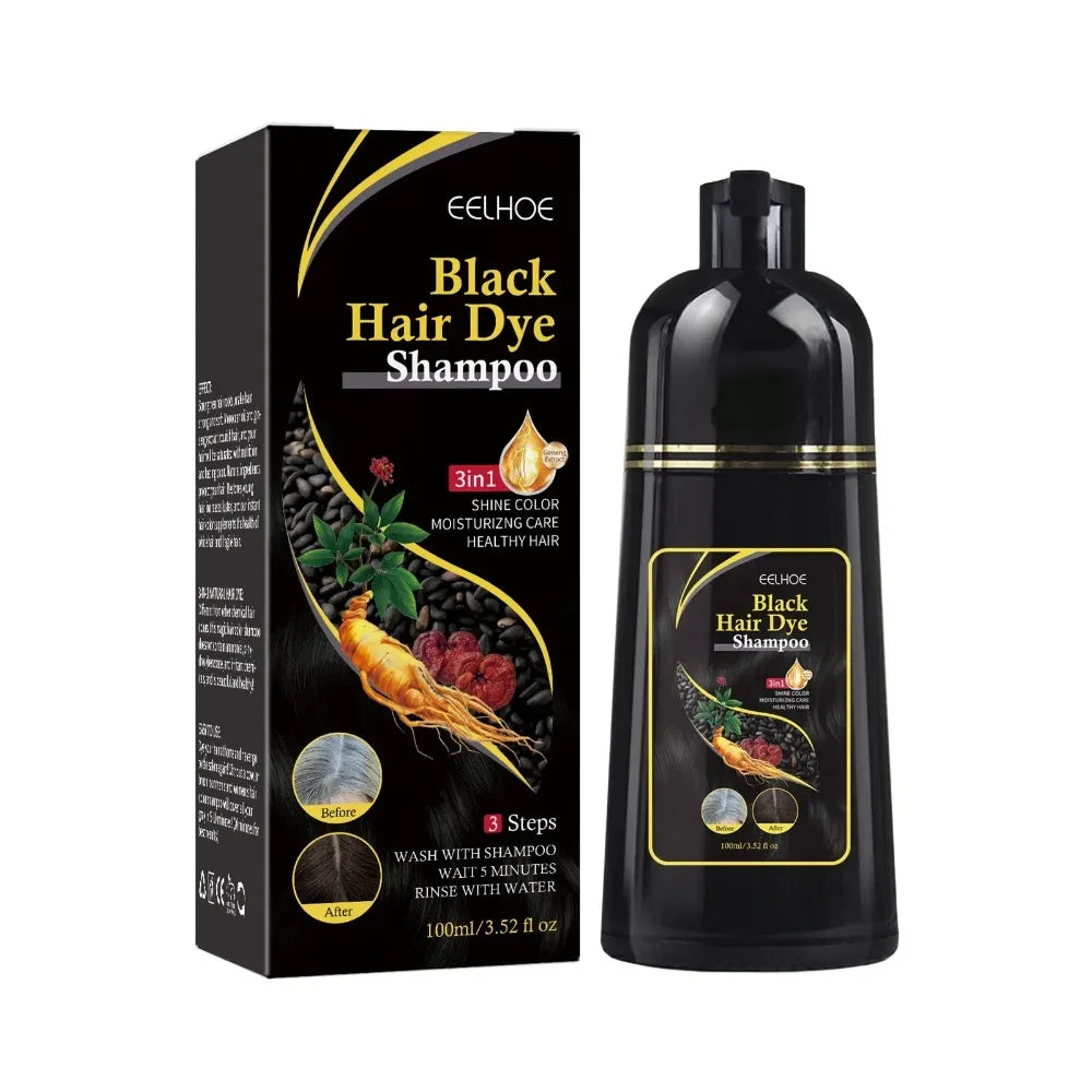 100ml Natural Herbal Hair Dye Shampoo 3 in 1 Hair Color Shampoo for Gary Hair Dark Brown Black for Women & Men Grey Coverage