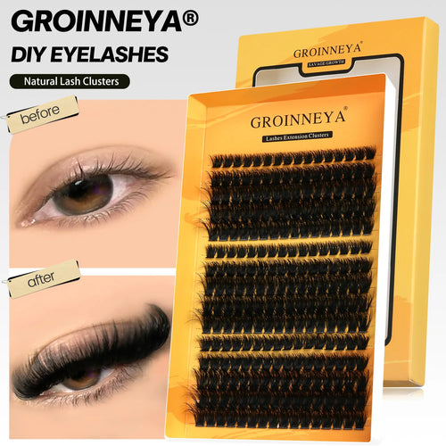 GROINNEYA Cluster Lashes DIY Eyelash Extension C Curl Long Individual
