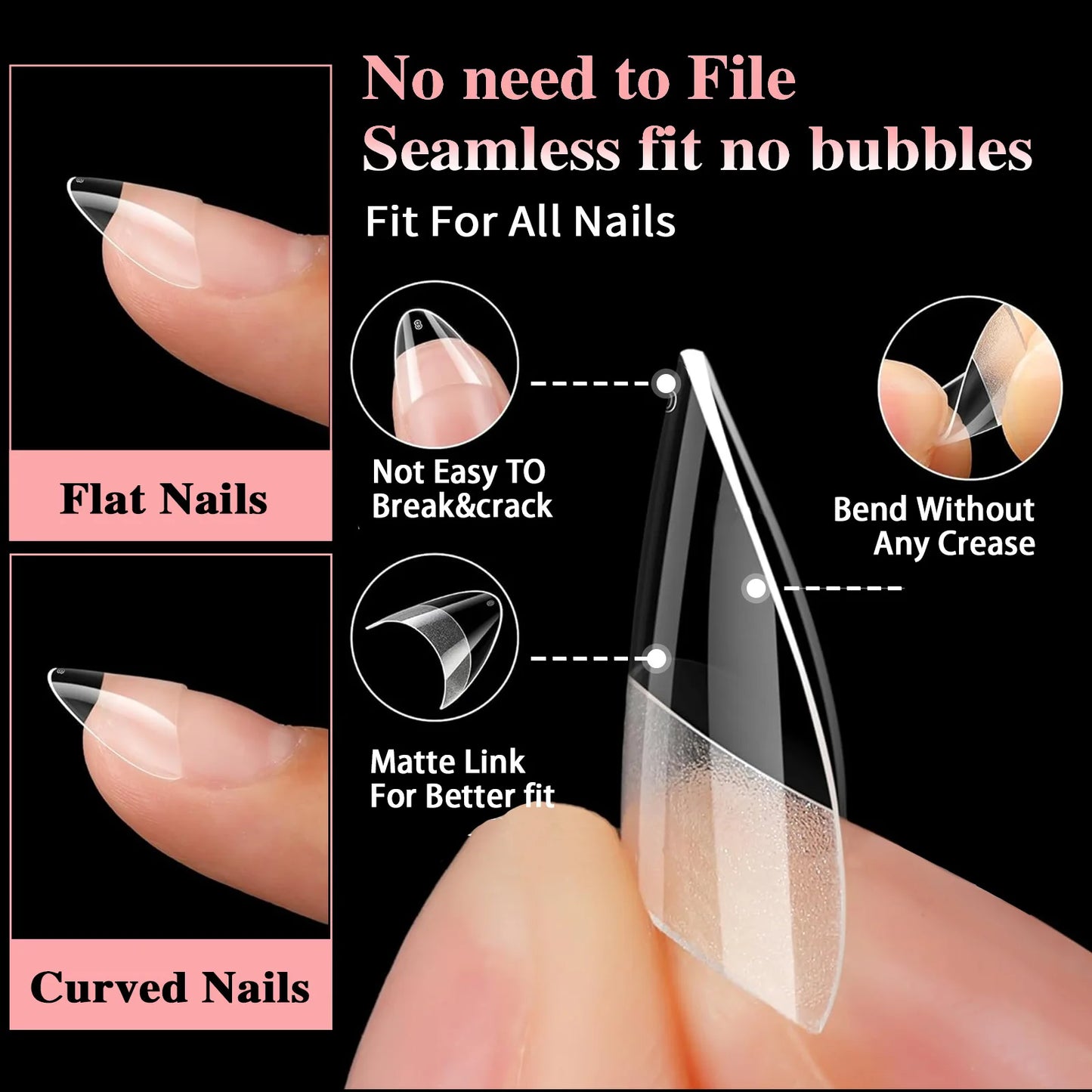 600pcs/Boxed Ultra Short French False Press On Acrylic Nails Tips