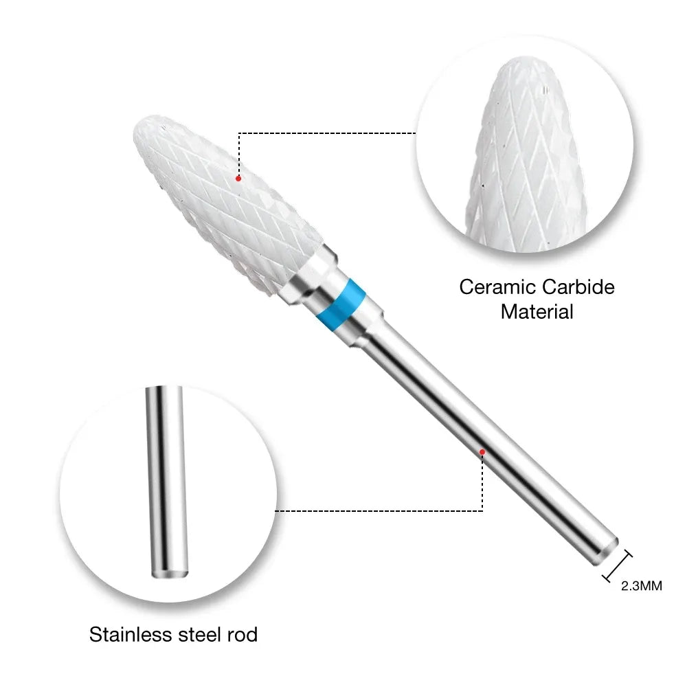 Ceramic Carbide Nail Drill Bit Rotate Burr Milling Nail Cutter Bits