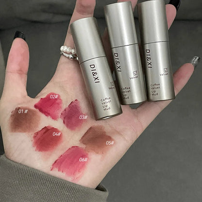 DIXI Mini Silver Tube Matte Lip Glaze — Velvet Finish, Skin-Enhancing,