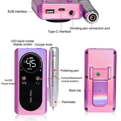 Professional 45000RPM Electric Portable Nail Drill Machine