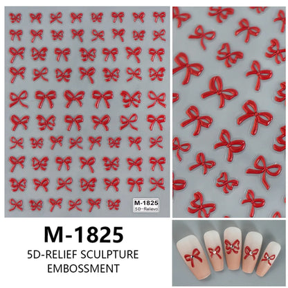 5D Nail Art Stickers Love Hearts Stars French Nail Art Design