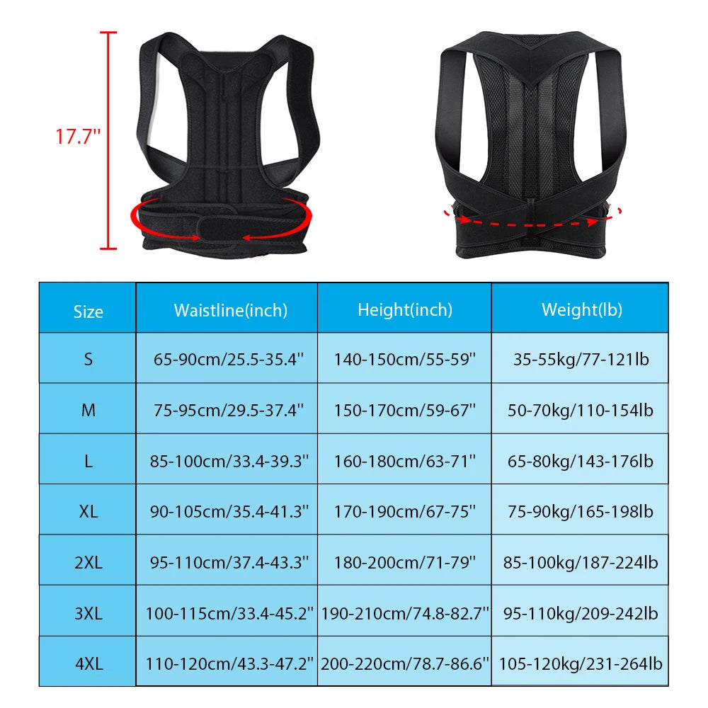 Back Brace Posture Corrector for Women & Men, Adjustable Back Lumbar