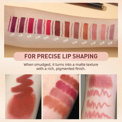 QIBEST 12 Colors Lip Makeup Nude Lipstick Pencil Waterproof Long