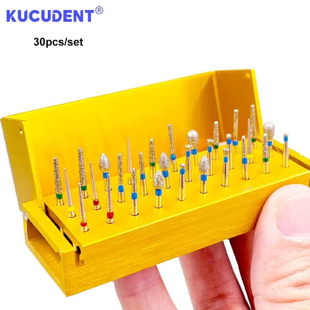 30Pcs/Set Dental Burs Kit With 30Pcs Burs High Speed Handpiece burs