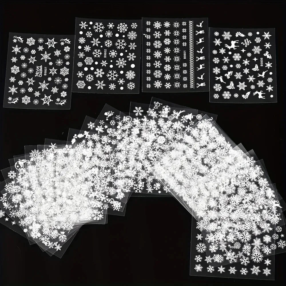 30pcs Sheets Winter 3D Nail Art Stickers Decals Nail Art Supplies for