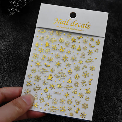 Winter Christmas Atmosphere Nail Stickers Snowman Snowflake Wapiti