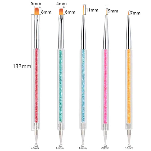 5/20Pcs Nail Art Brush Design Tip Painting Drawing Carving Dotting Pen