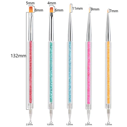 5/20Pcs Nail Art Brush Design Tip Painting Drawing Carving Dotting Pen