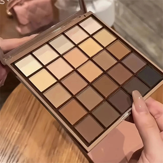 25 Color Eyeshadow Palette - Neutral Gray and Brown Earthy Tone,