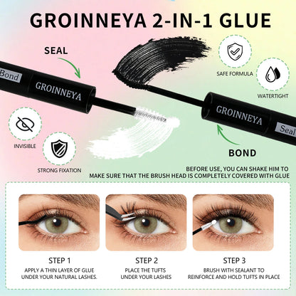 GROINNEYA DIY Lash Clusters Kit Mixed Tray Eyelash Extension Full Set