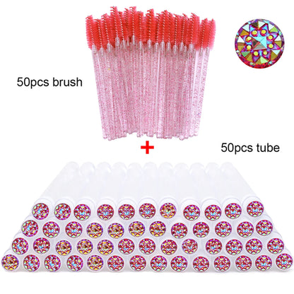 50Pcs Eyelash Brush Tubes With Crystal Lash Mascara Wands Eyebrow Comb