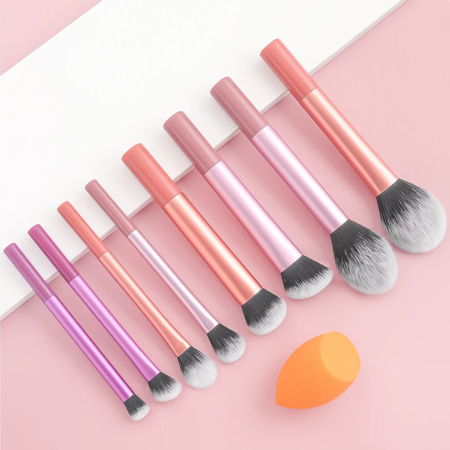 8PCS classic daily makeup brush set &1PC large wet and dry dual-use