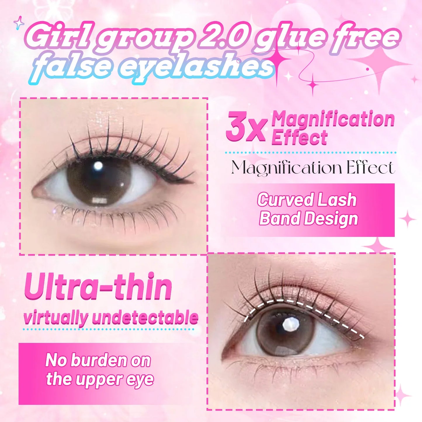 【K-pop 2.0 Style】Self Adhesive False Eyelashes - No Glue Needed Easy