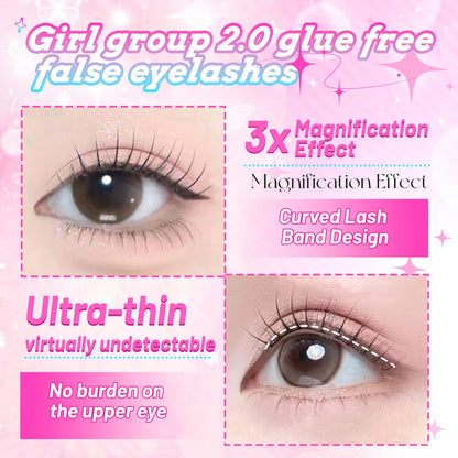 【K-pop 2.0 Style】Self Adhesive False Eyelashes - No Glue Needed Easy