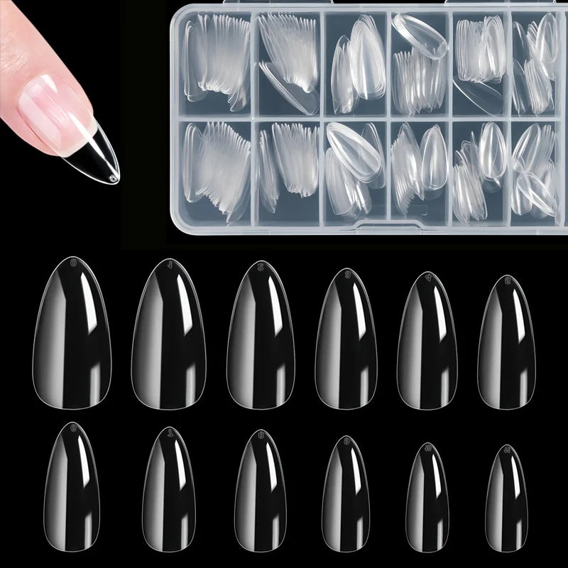 240 件 Almond False Nail Tips Clear Matt Soft Fake Nails Extension 12