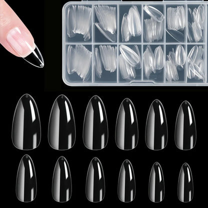 240 件 Almond False Nail Tips Clear Matt Soft Fake Nails Extension 12