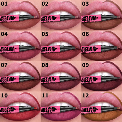 1PC Liquid Matte12-Color Lipliner Pencil Waterproof Plumping Stain