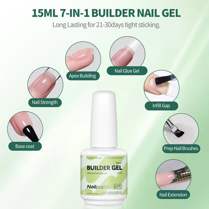 Nailpop 7-in-1 Builder Nail Gel Fast Building Gel Nail Polish Clear