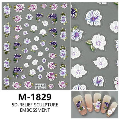 5D Nail Art Stickers Love Hearts Stars French Nail Art Design