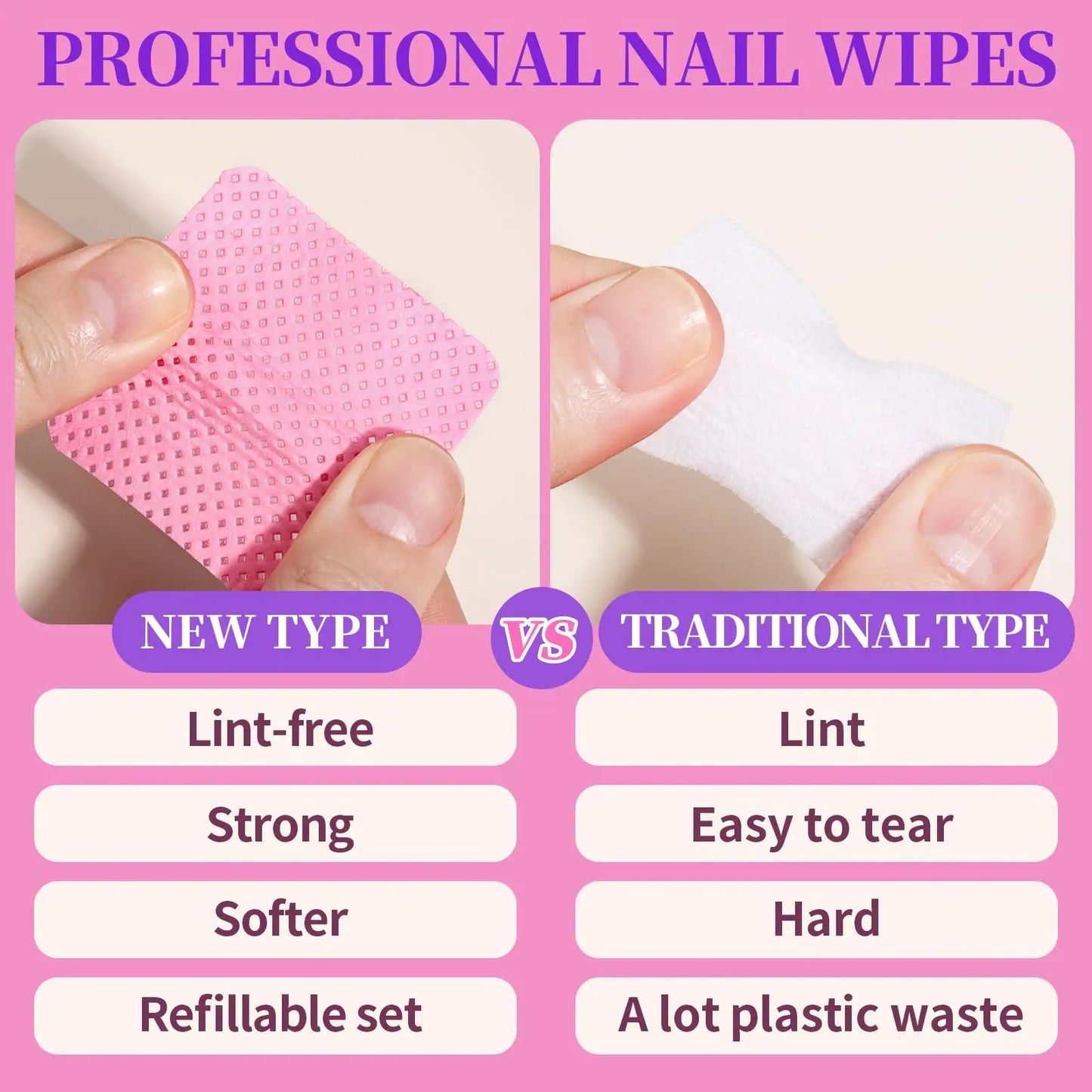 LINMANDA 200Pcs Lint Free Nail Cleaning Wipes Nail Cleaning Pads Gel